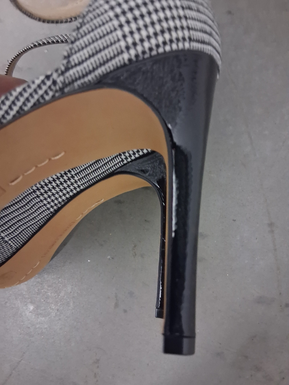 New Vince Checkered Ankle-Strap Women’s Pump in Black and White - Picture 8 of 8